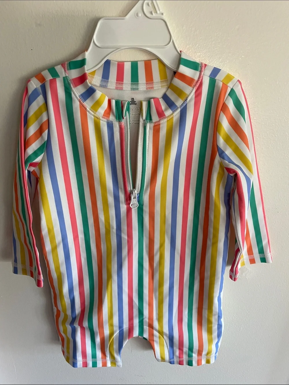 GAP Kids One-Piece Rash Guard Swim Suit - Rainbow Stripes